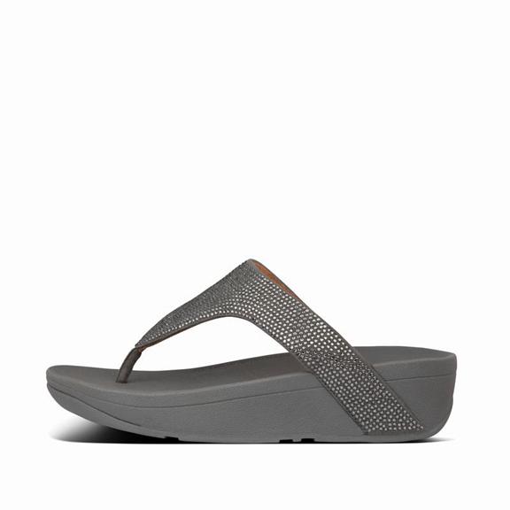 Sandales Entre-Doigts Femme Fitflop Lottie Microfibre Grise / Argent (HEC349217)